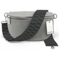 ARTVALL Umhängetasche Echtleder Handtasche Damen Brusttasche Hellgrau (Tasche inkl. Taschenband), Leder Bauchtasche klein breiter Schulterriemen abnehmbarer Taschengurt