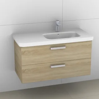 Artiqua 411 Waschtischunterschrank für DuraStyle 232610 Becken rechts Castello Eiche quer NB, 411-WU 411-WU2L-D46-7134-426