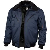 Qualitex Workwear Pilotenjacke wasserfeste 4-in-1 Arbeitsjacke aus Mischgewebe - ideal Übergangsjacke (1-St) Robuste Winter- & Übergangsjacke mit 7 praktischen Taschen