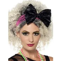 Smiffys Kostüm 80er Haarreif mit Schleife - Fasching Karneval, Ausgefallener New Wave-Haarschmuck