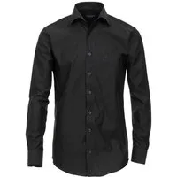 CASAMODA Businesshemd Herren Hemd Langarm Hemd uni modern fit Kentkragen, schwarz HL51, 44