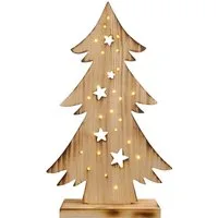 näve LED Baum Tannenbaum, Weihnachtsdeko aus Holz, Timerfunktion, LED fest integriert, Warmweiß, Holz-Stehleuchte, Höhe ca. 47,5 cm, Batteriebetrieben
