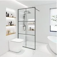 HOME DELUXE Duschwand Duschabtrennung BAKI Schwarz 6 Raster, Einscheibensicherheitsglas