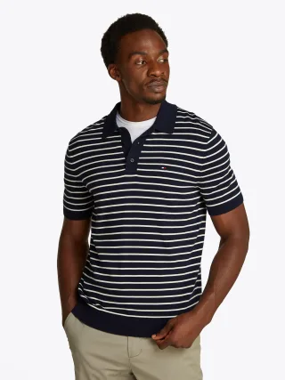 ESSENTIAL COTTON KNITTED POLO desert sky/ivory petal - Gr. - XL