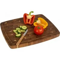 Koopman Schneidebrett Holzbrett Küchenbrett Servierbrett Akazie 46x36cm, Holz, (Stück, 1-St., Packung), Saftrille, Stabil & Langlebig, Naturholz, Verformungsbeständig, Braun