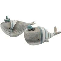 Logbuch-Verlag Dekofigur Deko Wale 2er-Set aus Poly 10 cm blau – Maritime Figuren zum