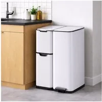 HTI-Living Mülleimer Mülltrennsystem Jannik 60 Liter Weiß, 3 in 1