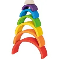 Gollnest & Kiesel Goki 58479 - Regenbogen Bausteine, 7-teilig, Holz, goki evolution Konstruktions-Spielset