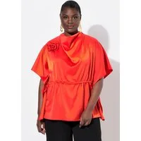 Ulla Popken Tunika Shirtbluse oversized Wasserfall-Ausschnitt Halbarm
