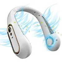 Athlix Akku-Ventilator Nackenventilator, Halsventilator Tragbar Leise Mini Tischventilator, 5 Geschwindigkeiten, starker Luftstrom, lange Akkulaufzeit