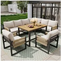 Flieks Gartenlounge-Set, 8-Sitzer Outdoor Sitzgruppe Gartensofa Gartenmöbel-Set Balkonset