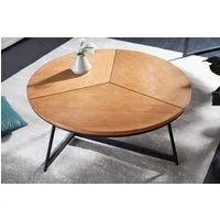 riess-ambiente Couchtisch OAK ELEGANCE 80cm natur / schwarz, Wohnzimmer · Echtholzfurnier · Metall-Gestell · rund · Eiche