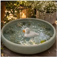 MARELIDA Tierfigur Teichdeko Ente Dekofigur schwimmend Porzellan weiß Dekoente L: 9,7cm (1 St)