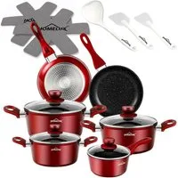 HOMELUX Topf-Set Induktions Töpfe Set Classic Antihaftbeschichtung Kochtopfset, Aluminium (Kochgeschirr-Set, 15-tlg., 3x Kochtopf, 2x Bratpfanne,1x Saucentopf,4x Glasdeckel,5x Zubehör), Induktionsgeeignet