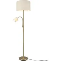 TRIO Leuchten LED Stehlampe mit Leselampe & Stoffschirm Höhe 170cm, Dimmfunktion, LED wechselbar, Warmweiß, Designklassiker Steh-Leuchte groß für Lese-Ecke stehend
