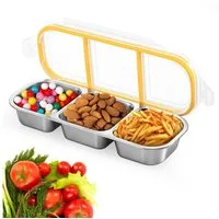 FOUORTUNATE-BEE Snackschale Snackbox mit Fächern Edelstahl, Leckdichte Snackdose, (mit Fächern Spülmaschinenfest, Meal Prep Boxen, Bento Box Edelstahl, 1-tlg), Snack Boxen mit Deckel für Schule Arbeit Camping