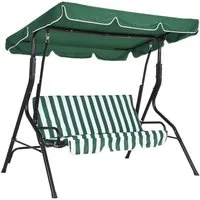 GarveeMore Hollywoodschaukel 3-Sitzer mit verstellbarem Sonnendach und dicken Kissen, Stahlrahmen-Gartenschaukel für Terrasse und Garten