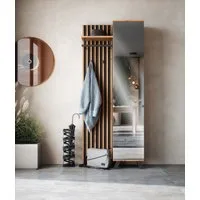 Newroom Kompaktgarderobe Wildeiche 80 cm Wildeiche Garderobe Schuhregal Flurgarderobe Modern Vintage Gardero...