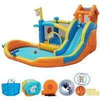 UEV Hüpfburg mit Gebläse Groß Aufblasbare Wasserpark Springburg 414x364x244cm, (XXL für Kinder von 3-10 Jahre, mit Kletterwand Sicherheitsnetz Kindergeburtstag), für Indoor und Outdoor Wasserrutsche Springen