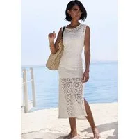 French Connection Strickkleid aus weicher Häkelspitze mit herausnehmbarem Unterkleid, Midikleid (mit Unterkleid) elegantes Strandkleid, Sommerkleid aus hochwertiger Häkelspitze