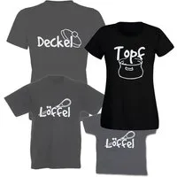 G-graphics T-Shirt Topf, Deckel & Löffel (Familienset, Einzelteile zum selbst zusammenstellen) Kinder- & Erwachsenen-T-Shirt-Set mit Frontprint