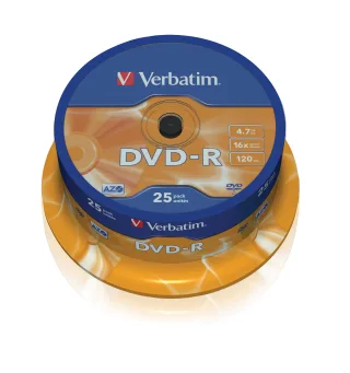 Verbatim 25 x DVD-R | 43522 | 4.7 GB 16x - mattsilber