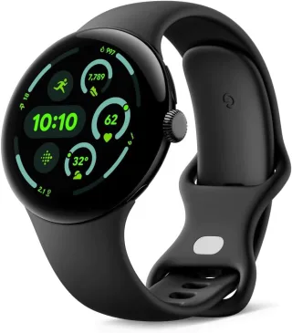 Google Pixel Watch 3 [WiFi only inkl. Kautschuk-Armband schwarz] 45mm Aluminiumgehäuse schwarz