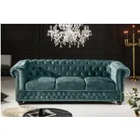 riess-ambiente Sofa CHESTERFIELD 205cm petrol, Einzelartikel 1 Teile, Wohnzimmer · Sofa · Samt · 3-Sitzer · Federkern