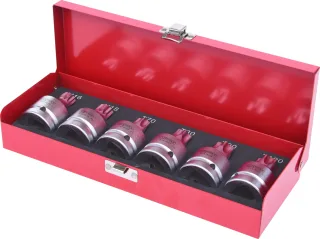 KS Tools 3/4" Kraft-Bit-Stecknuss-Satz, 6-tlg, Torx+Vielzahn, mit Bohrung - 515.0010