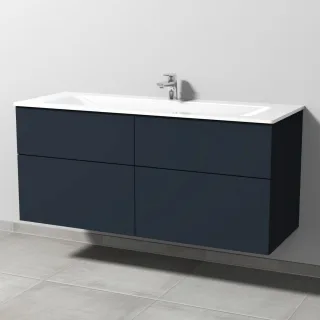 Sanipa 3way Glas-Set Glas-Waschtisch und Unterbau mit 4 Auszügen, Marine-Matt SP2071R