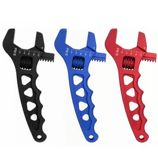Universal AN3-12 Adjustable Wrench Lightweight Aluminum Fitting Tool Corrosion-Resistant AN Hose Fitting Spanner Red/Bla
