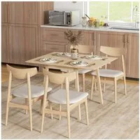 HOMCOM Klapptisch Klappbarer Esszimmertisch im Landhausstil für Kleine Räume (Küchentisch, 1-St., Esstisch), für Esszimmer, Küche, Natur