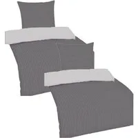 Casa Colori Bettwäsche Seersucker Wendebettwäsche135x200 Reißverschluss Silber Grau, Seersucker, 4 teilig, leicht