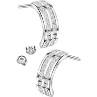 Limana Paar Creolen 925 Silber halbrunde Ohrringe Zirkonia Ohrstecker für Frauen Damen (Silberschmuck inkl. Dose Mutter Tante Ehefrau), Weihnachten Geburtstag Muttertag Geschenk für Ehefrau Freundin Oma