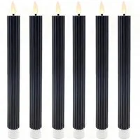 relaxdays LED-Kerze LED Stabkerzen 6er Set, schwarz