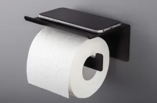 Neuesbad Serie 10 Black Papierhalter mit Deckel , Wandmontage, schwarz matt, Material Edelstahl NB1DEADMN2211