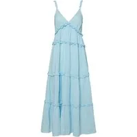 Y.A.S Trägerkleid YASANINA SL ANKLE DRESS S. NOOS Sommerkleid mit Rüschen, knöchellang, Baumwolle