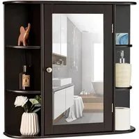 KOMFOTTEU Spiegelschrank Badschrank Hängeschrank Wandschrank mit Ablagen, 66 x 17 x 63 cm