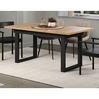 Furn.Design Esstisch Syncro (in Evoke Eiche, ausziehbar 160 - 200 cm), mit Synchronauszug und Metallgestell