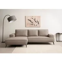OTTO home Ecksofa TVINNU Leinenoptik, L-Form, Breite 275 cm, wahlweise Recamiere rechts/links, schwarze Füße, bequemer Sitzkomfort