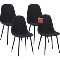 Albatros International Esszimmerstuhl Esszimmer Stühle 4 er Set BARI, Stuhl Stühle Esszimmerstühle, Küche (4er Set Schwarz, Stoff Bezug), Küchenstuhl Küchenstühle Essstühle für den Esstisch Ess Stühle