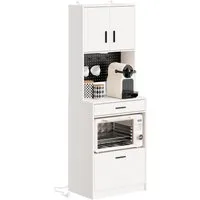 SoBuy Sideboard FSB98-E, Küchenschrank mit Steckdose, Buffetschrank mit Sensorleuchte, Mikrowellenschrank mit 2 USB-Anschlüssen für Küche und Kaffeebar