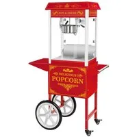 Royal Catering Popcornmaschine 5kg/h Popcornmaker mit Wagen Popcornautomat 1500 W Rot Retro Profi