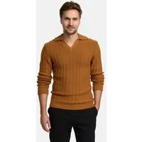 JEFF Strickpullover Herren JFTruman polo Pullover Herrenpullover Polostrick-Pullover mit Kragen und feiner Rippstruktur
