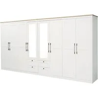 OTTO home Kleiderschrank Büsum Schlafzimmer Schrank mit 8 Türen und Spiegel (stabile robuste Bauweise mit optimaler Aufteilung - Breite 4m) Schlafzimmerschrank Landhaus Design Garderobe Schrank Bestseller