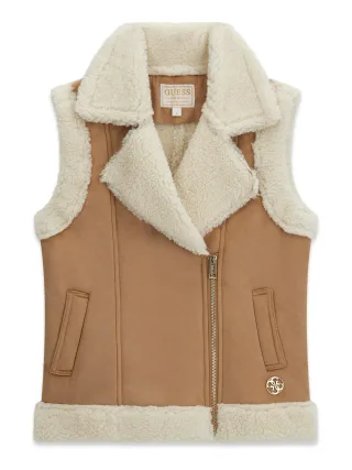 Guess Kids - SUEDE VEST W/INNER SHERPA DESERT STORM - Gr. - 12