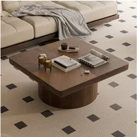 Celya Couchtisch Quadratische Tischplatte, 78 cm, moderne Tischplatte aus Holzfurnier (zylindrischer Sockel, verdickte Tischplatte, Einfach zu montieren), Geeignet für das Wohnzimmer