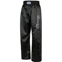 BAY-Sports Sporthose Kickboxhose EDEL STICK Hose lang Kickboxen Kampfsport lange, leichte, locker sitzende Trainingshose, Schwarz