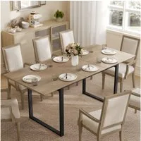 HOMCOM Esstisch ausziehbar Industrial Tisch mit Tischbeine aus Stahl für 6-8 Personen (Esszimmertisch, 1-St., Küchentisch), für Esszimmer, Küche, Naturholz
