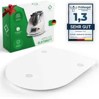 FLIPLINE® Küchenmaschinen Zubehör-Set Gleitbrett für Thermomix TM6 / TM5 Weiß, aus Mineral-Acrylstein, Rollbrett Thermomix